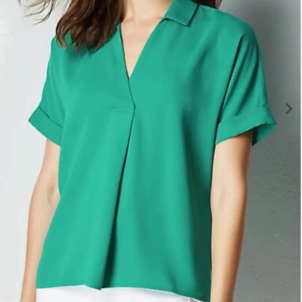 J. Jill Teal Green Short Sleeve Blouse